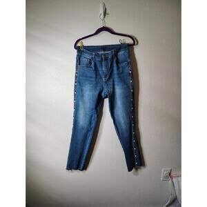 Coco + Carment Sz L Tribal Medium Wash Stretch Jeans High Embroidery Everstretch